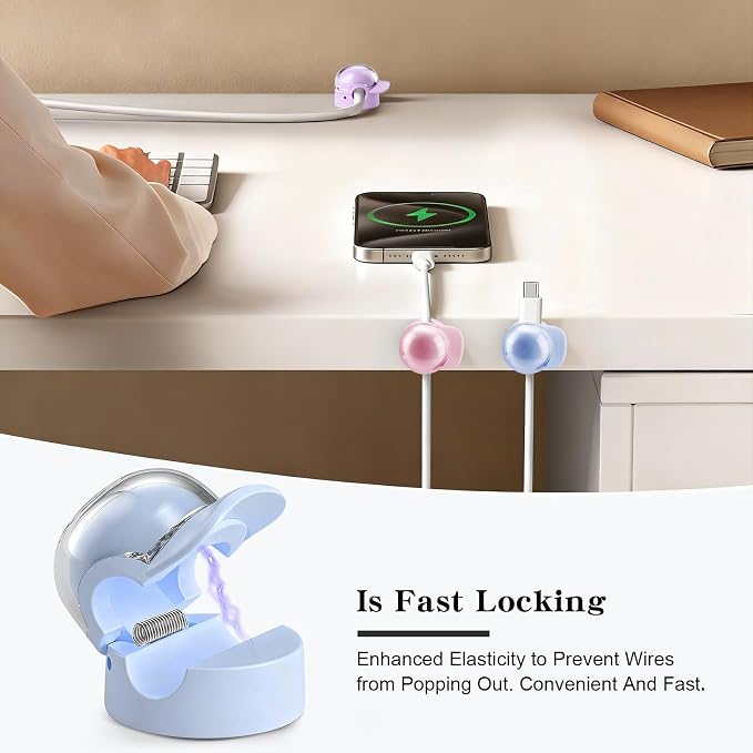 Eiito Cord Organizer Spring Cable Management Clips -Desk Cord Holder, Adhesive - Image 4