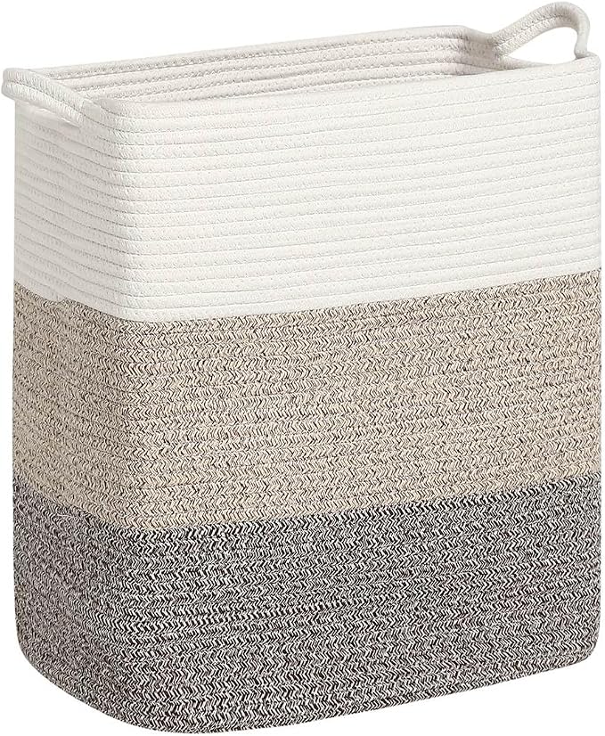 Tall Laundry Basket With Handles, Woven Cotton Rope Big Laundry Hamper Sorters - Image 3