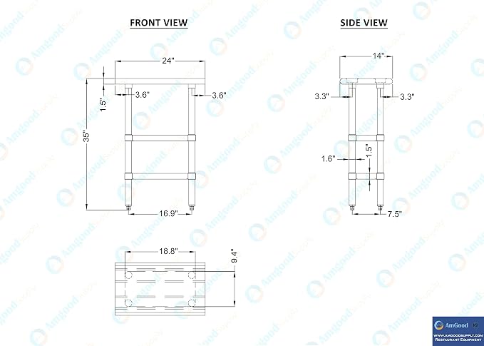 AmGood Stainless Steel Work Table - Image 9