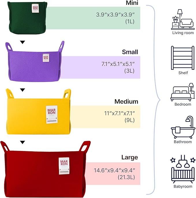 Collapsible Felt DEEPGREEN Storage Bin Large 14.6"x9.4"x9.4" – Foldable Basket - Image 5