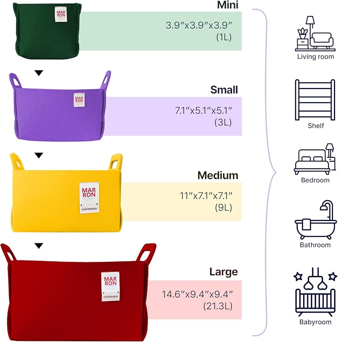 Collapsible Felt RED Storage Bin Large 14.6"x9.4"x9.4" – Foldable Basket - Image 6