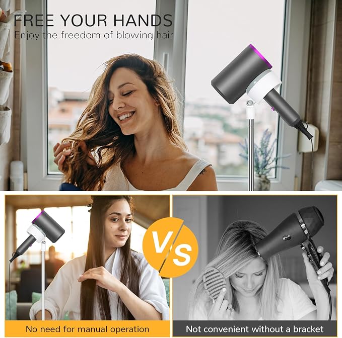 INNOLIFE Hair Dryer Stand, Adjustable Height Handsfree Hair Dryer Holder - Image 4