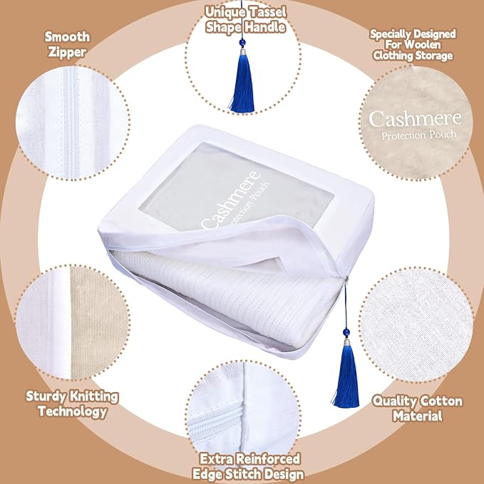 2 Pack Cashmere Protection Pouch, Cotton Sweater Storage Bags - Image 3