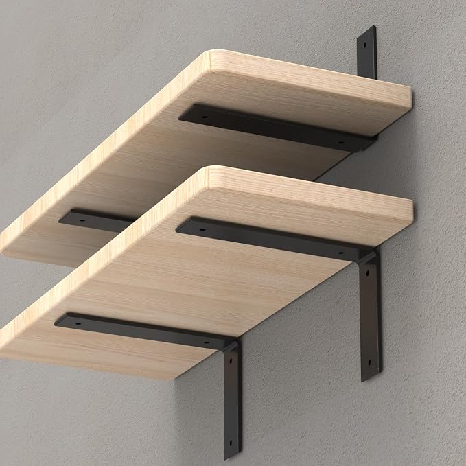 Black Heavy Duty Shelf Brackets 6 Inch, Rustic Gold Iron L Shelf Bracket - Image 2