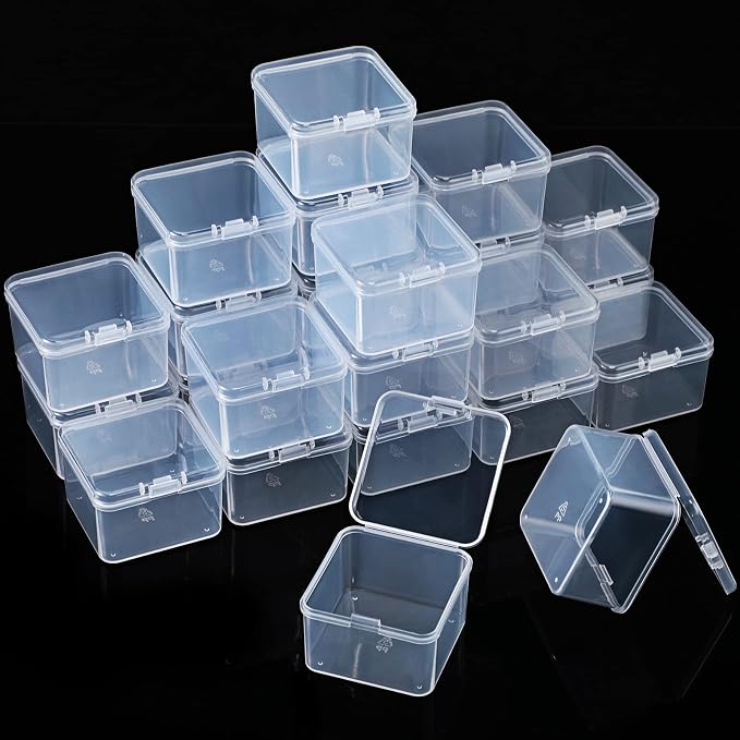 48 Packs Clear Small Plastic Containers Transparent Storage Box by SATINIOR
