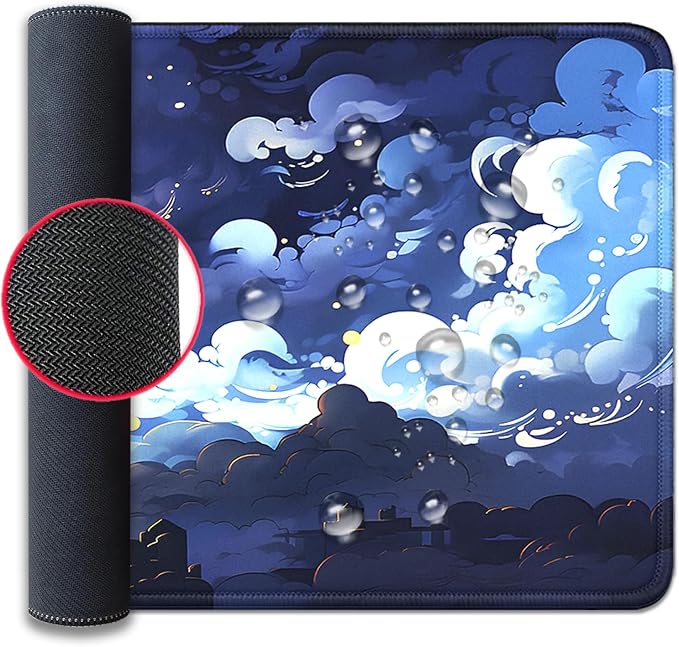 Blue Clouds Mouse Pad, Extended Stars Sky Dark Blue Clouds Mousepad Desk Pad - Image 7