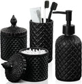 Matte Black Bathroom Accessories Set, 4 Pack Black Bath Accessory Sets Complete by RYTOXILOBrightenUpYourHome
