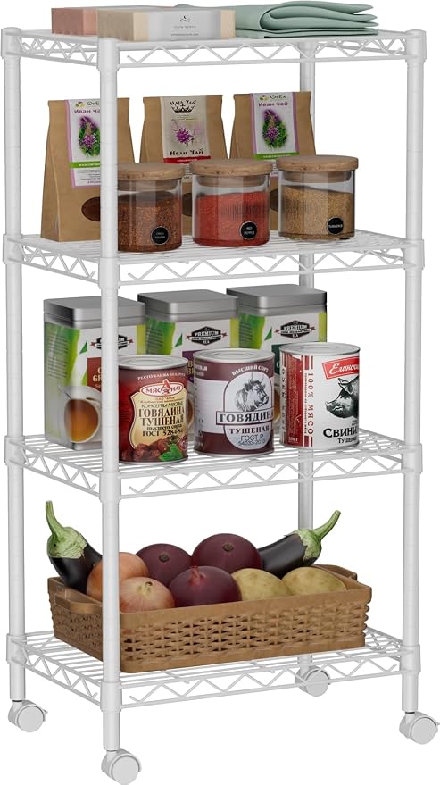 Small 4 Tier Shelves Storage Wire Shelving Unit Metal Shelf Adjustable by Golpart
