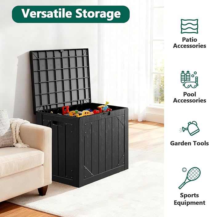 31 Gallon Outdoor Storage Box, Lockable Resin Deck Box - Image 5