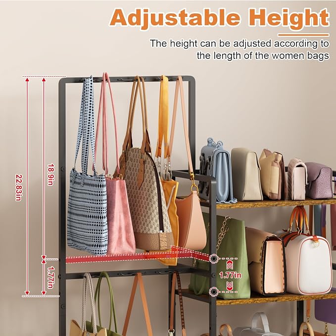 Purse Storage Organizer for Women, 3-Tier Max Purse Storage Stand Rack Holder & - Image 6