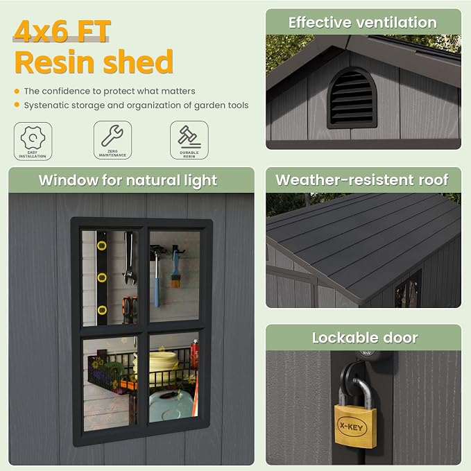 Patiowell 4' x 6' Outdoor Storage Shed - Image 4