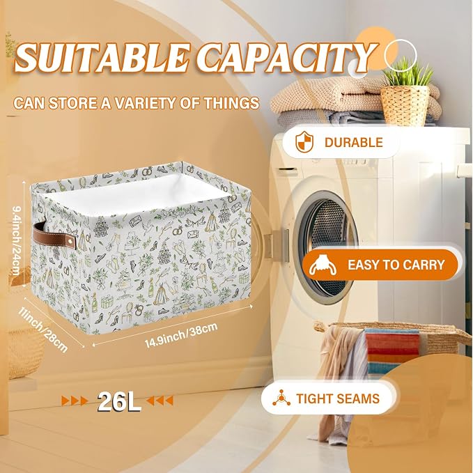 Rectangle Wedding Nursery Storage Basket, Wed Collapsible Storage Box Bin - Image 2