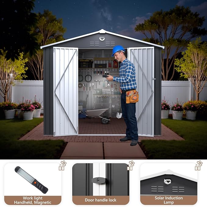 10x12 FT Outdoor Storage Shed, Metal Garden Shed - Image 2