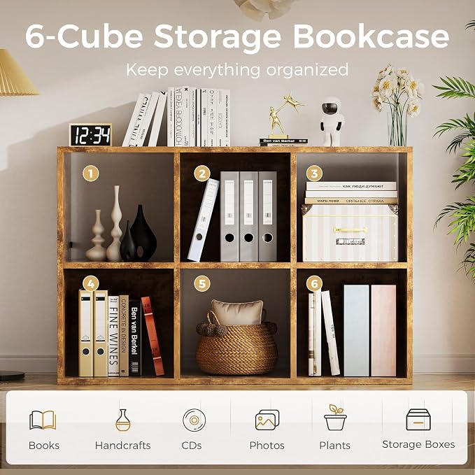 COMHOMA 6 Wood Cube Storage Organizer - Image 7