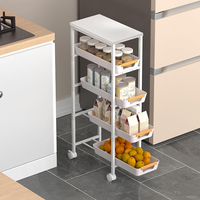 5 Tier Slim Rolling Utility Cart by Unknown