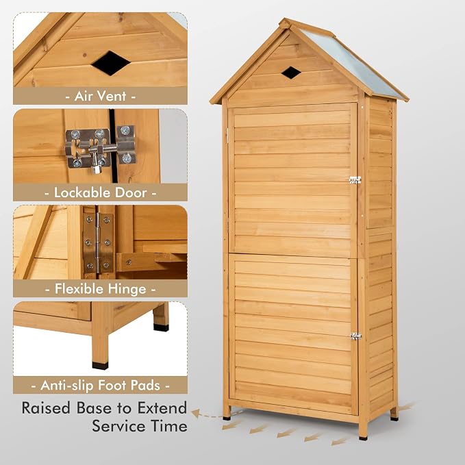 Goplus Wooden Storage Shed, Outdoor Storage Cabinet - Image 5