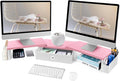 Dual Monitor Stand Riser With Drawer & Metal Leg, Large Desk Shelf by RUILALIFE