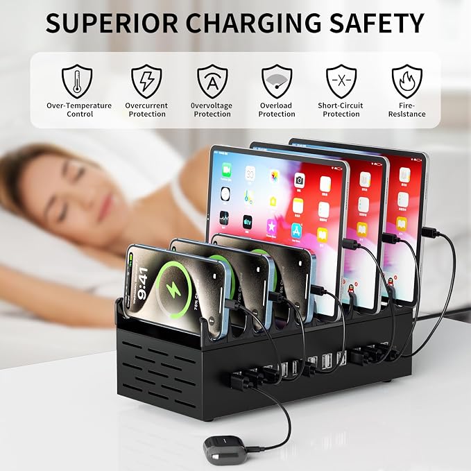 300W USB Charging Station, 22-Port Desktop Fast Charger Station - Image 4