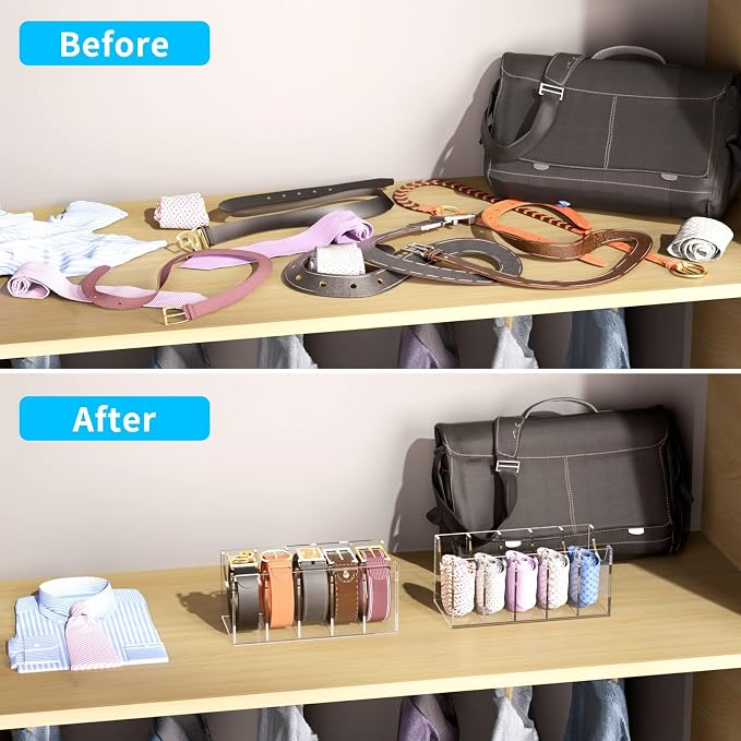 NIUBEE Belt Organizer, Acrylic Belt Storage Holder - Image 7