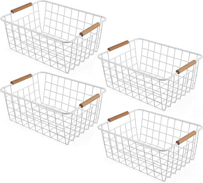 Wire Basket 4 Pcs Wire Storage Baskets Wire Baskets Organizing by ELEATTRUN