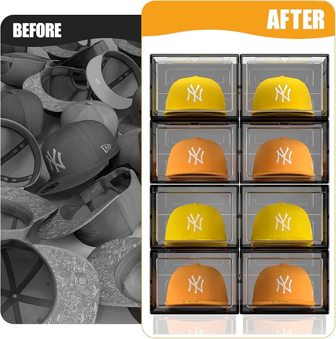 Hat Organizer Box, Stackable Clear Baseball Caps Holder Box Containers - Image 5
