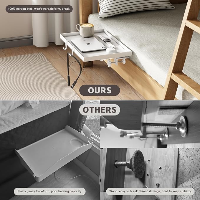 Bedside Shelf Foldable, Metal Clip-On Bunk Bed Table Shelf - Image 5