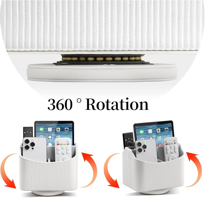 PU Leather Remote Control Holder, 360 Degree Rotating Desk Organizer Storage - Image 3