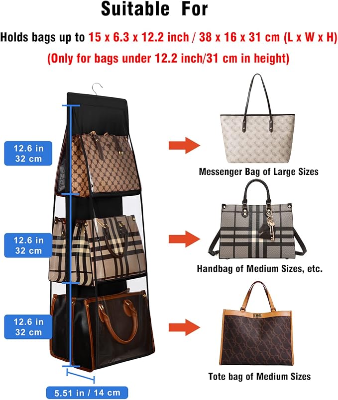 Lirex Medium and Large Handbag Hanging Purse Organizer - Image 3