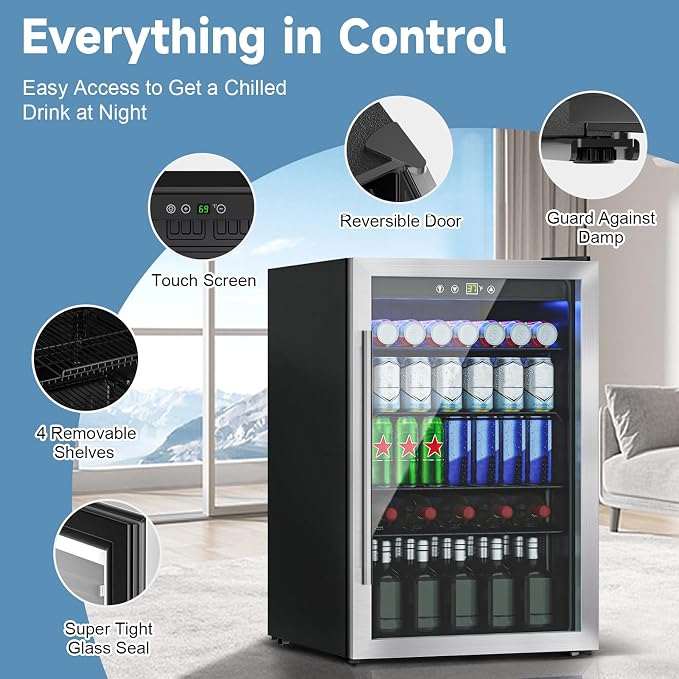 4.5 Cu.ft Beverage Refrigerator Cooler, 145 Can Mini Fridge - Image 3