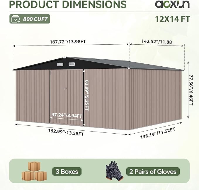 Aoxun 14x12 FT Large Shed Outdoor Storage Shed - Image 2