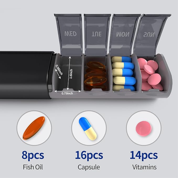 Weekly Pill Organizer, 7-Day Aluminum Case - Image 5