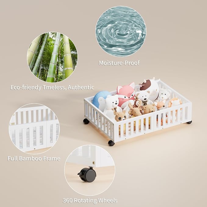 Bamboo Under Bed Storage with Wheels, Rolling Underbed Shoe Organizer Box - Image 3