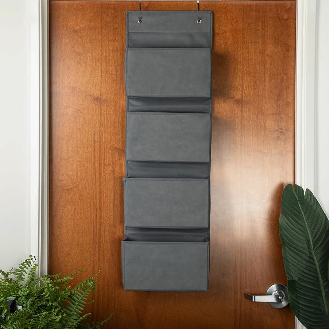 Joyful Moose Over the Door Hanging Organizer Closet Storage Bins Grey - Image 8