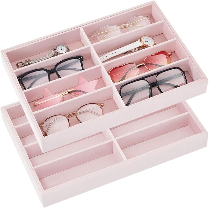 Amylove 2 Pcs Sunglass Organizer Trays Glasses Stackable Jewelry Trays Sunglass by Amylove
