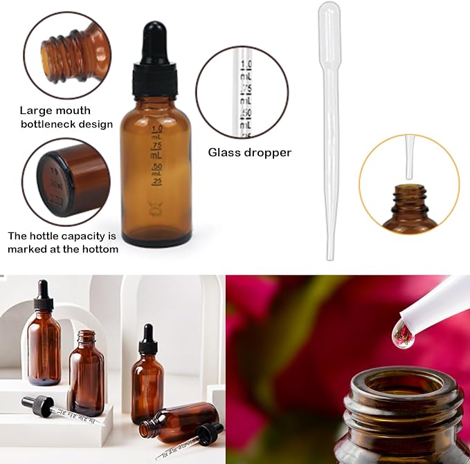 20 Pack, 2 Oz Amber Glass Dropper Bottle - Image 3