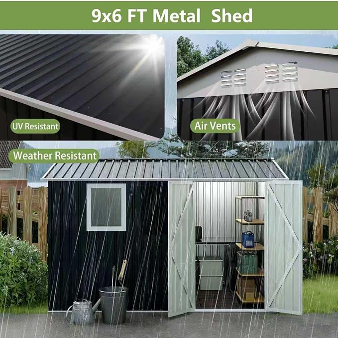 9 * 6 FT Metal Garden Storage Sheds - Image 3
