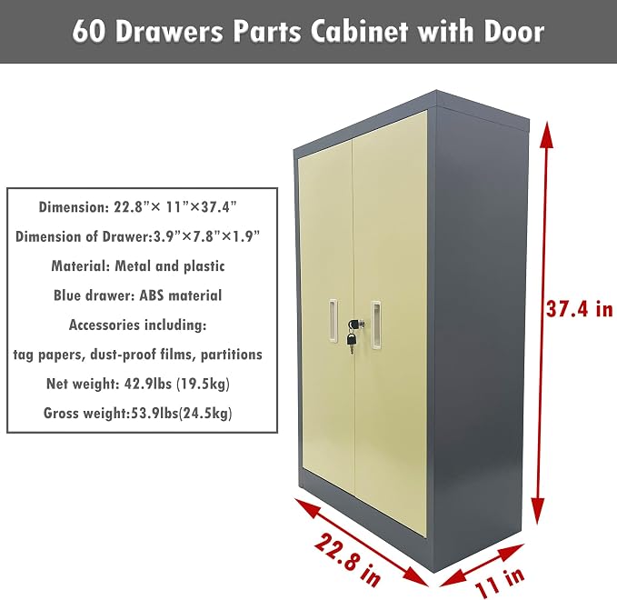 INTSUPERMAI Parts Cabinet Tools Storage Cabinet 60 Drawer Plastic Parts - Image 2
