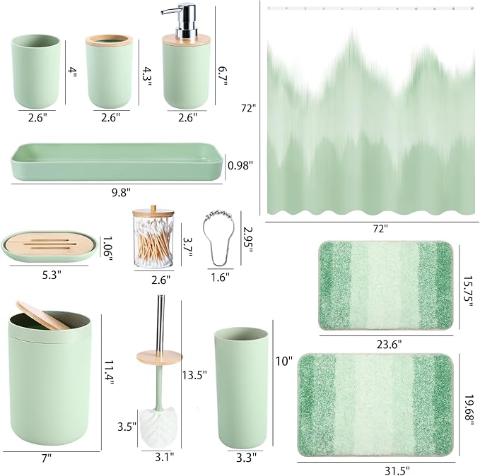 iMucci Bathroom Accessories Green Bathroom Sets - Image 6