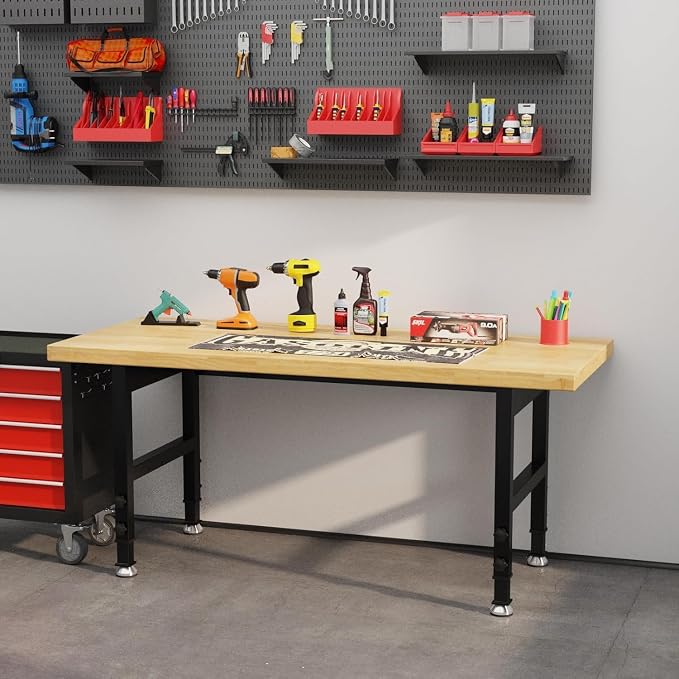 60" Adjustable Height Work Bench, Heavy-Duty Thicker Workbench, 2000 LBS Load - Image 2