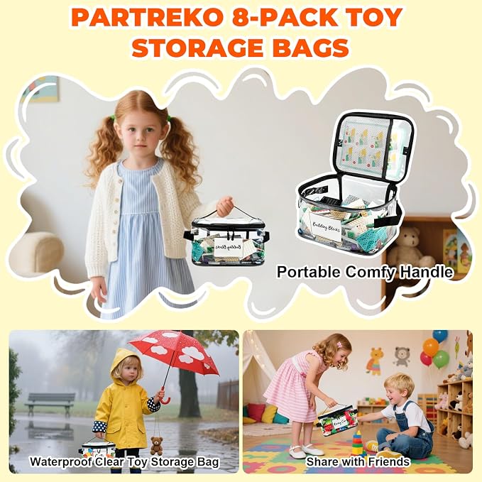 8 Pack Clear Toy Storage Bag - Image 9
