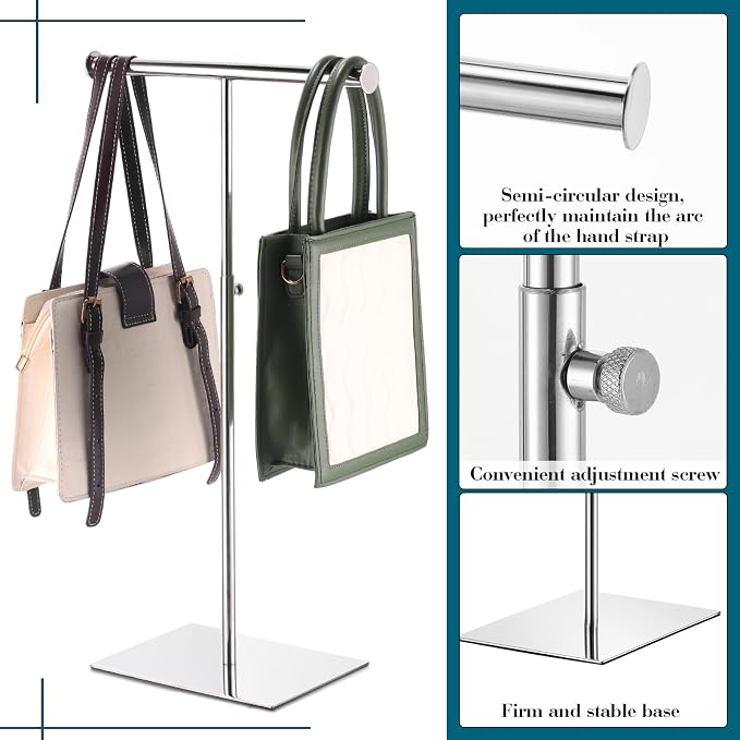 Leinuosen 4 Pcs T Shaped Purse Display Stand Necklace Display Stand Tabletop - Image 3