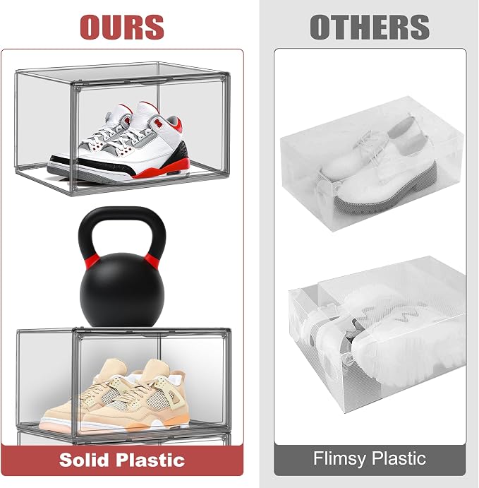 Large Shoe Organizer for Closet Clear Storage Box Sturdy Plastic Stackable Shoe - Image 5