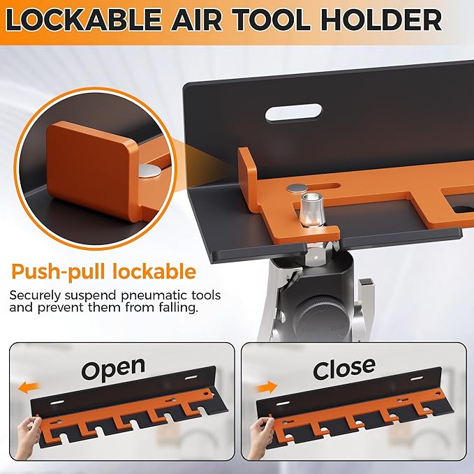 Air Tool Pneumatic Tool Holder, Wall Mount Air Tool Rack, Lockable Air Tool - Image 3