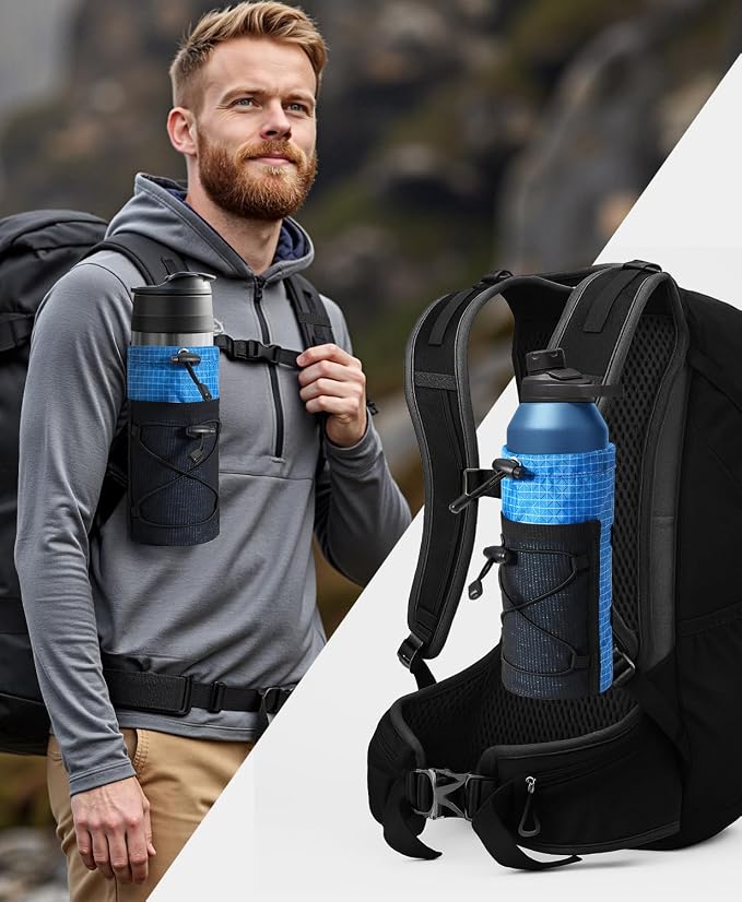 Large Water Bottle Holder Pouch Bag, Backpack Water Bottle Holder Mesh Bag - Image 4