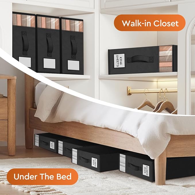 4 Pack Bed Sheet Closet Organizers and Storage, Sturdy Foldable Storage - Image 6