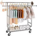 VEVOR Clothes Rack, Rolling Clothing Garment Rack, Extendable Carbon Steel by VEVOR