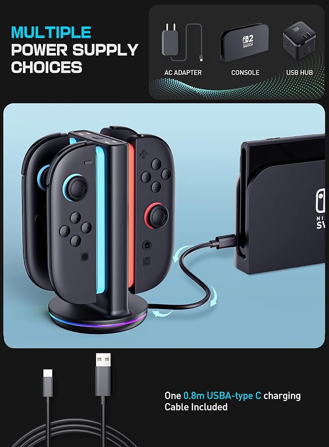 SUPCASE Charging Dock for Nintendo Switch 2 Joy Con, Magnetic Controller Fast - Image 6