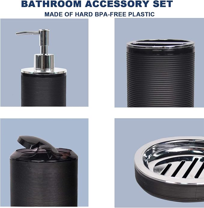 CERBIOR Bathroom Accessories Set 6 Piece Bath Ensemble Includes Soap Dispenser - Image 3