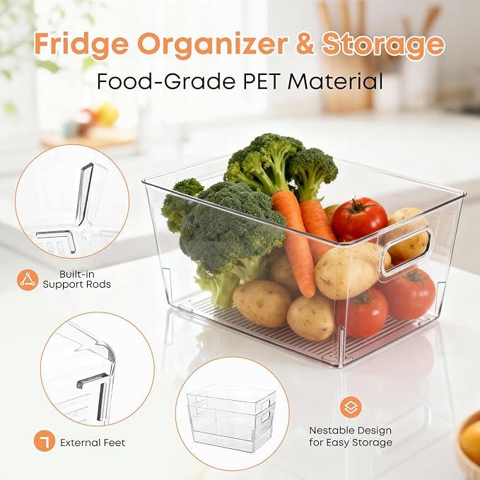 MOONEDGE 6 Pack Large Plastic Storage Bins, Pantry Storage - Image 3