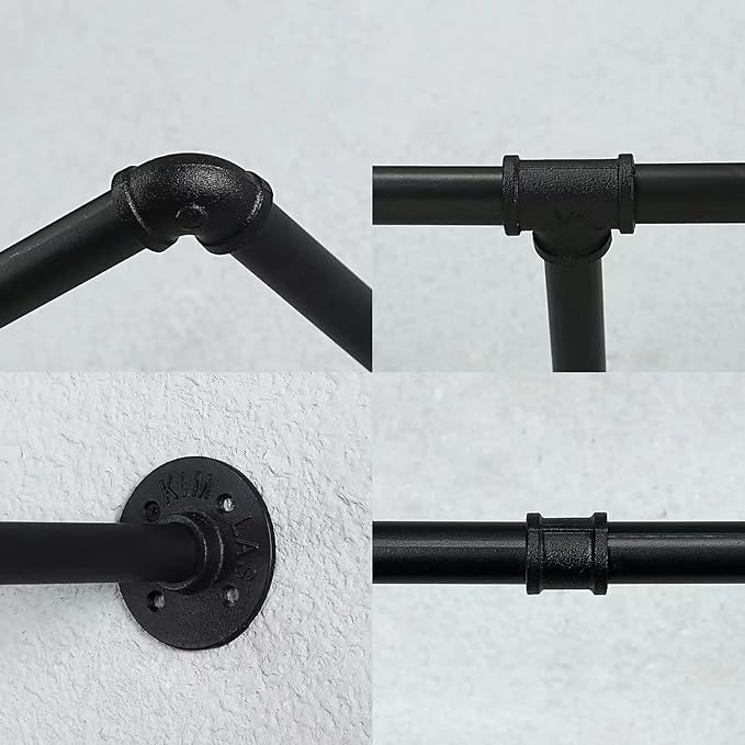 Oroonoko 72inch Industrial Pipe Clothes Rack Wall Mount - Image 7